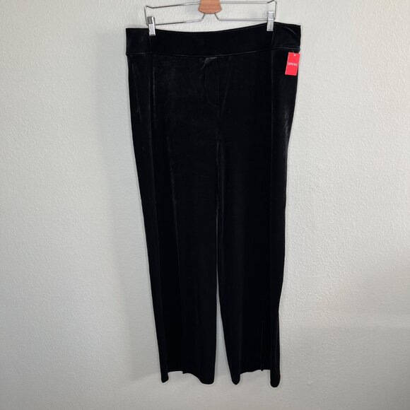 Spanx Womens Velvet Very Black Front Slit Pants Plus Size 2X 20396r - Picture 2 of 7